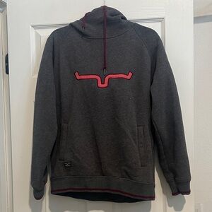 Kimes Ranch Charcoal Cowl Neck Hoodie with Pink & Maroon Accents